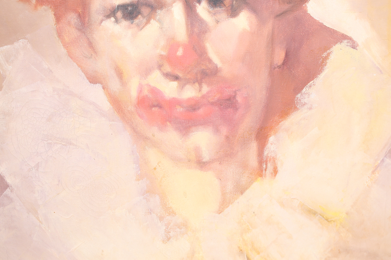 Signed Original Oil Painting of a Clown