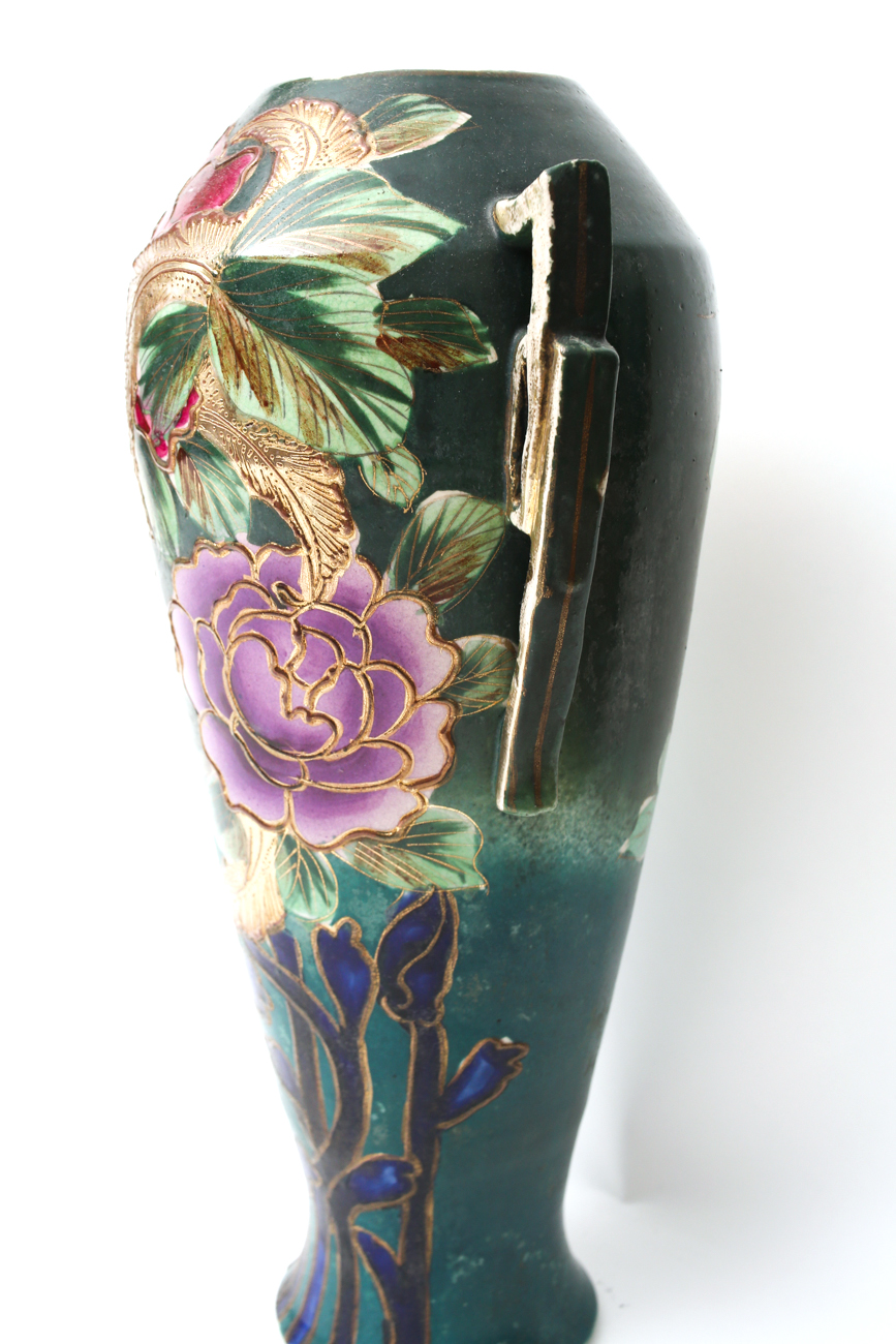 Antique Art Nouveau Peony Vase