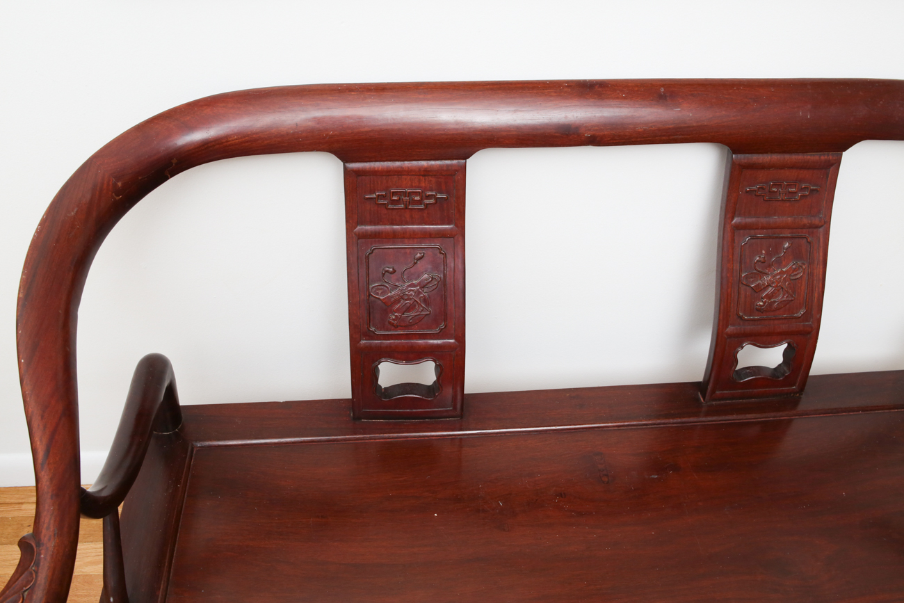 Hand Carved Chinese Bentwood Bench