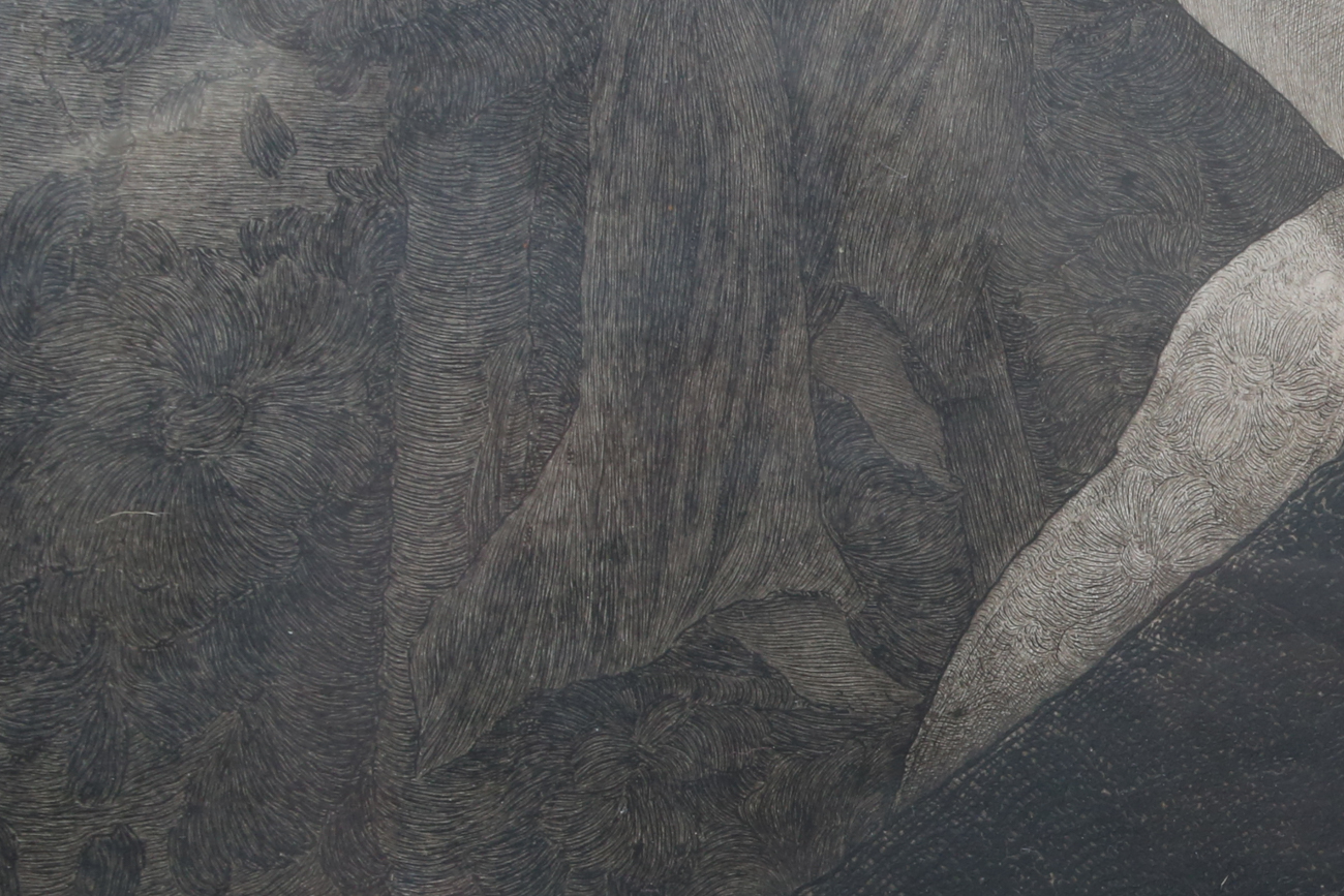 Original Jean Vyboud Engraving "Bretonne in Prayer"