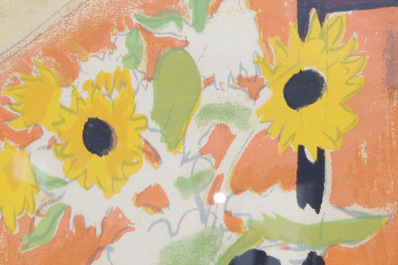 Original Charles Ephraim Burchfield "Sunflowers and Red Barn" Serigraph