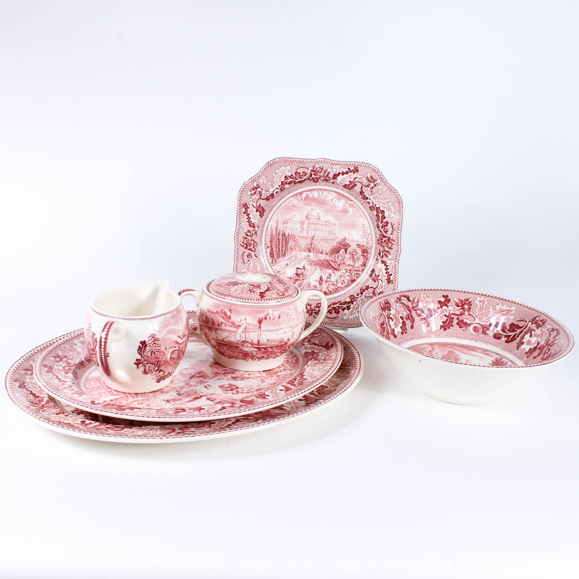 Johnson Bros "Historic America" Red Transferware Ironstone