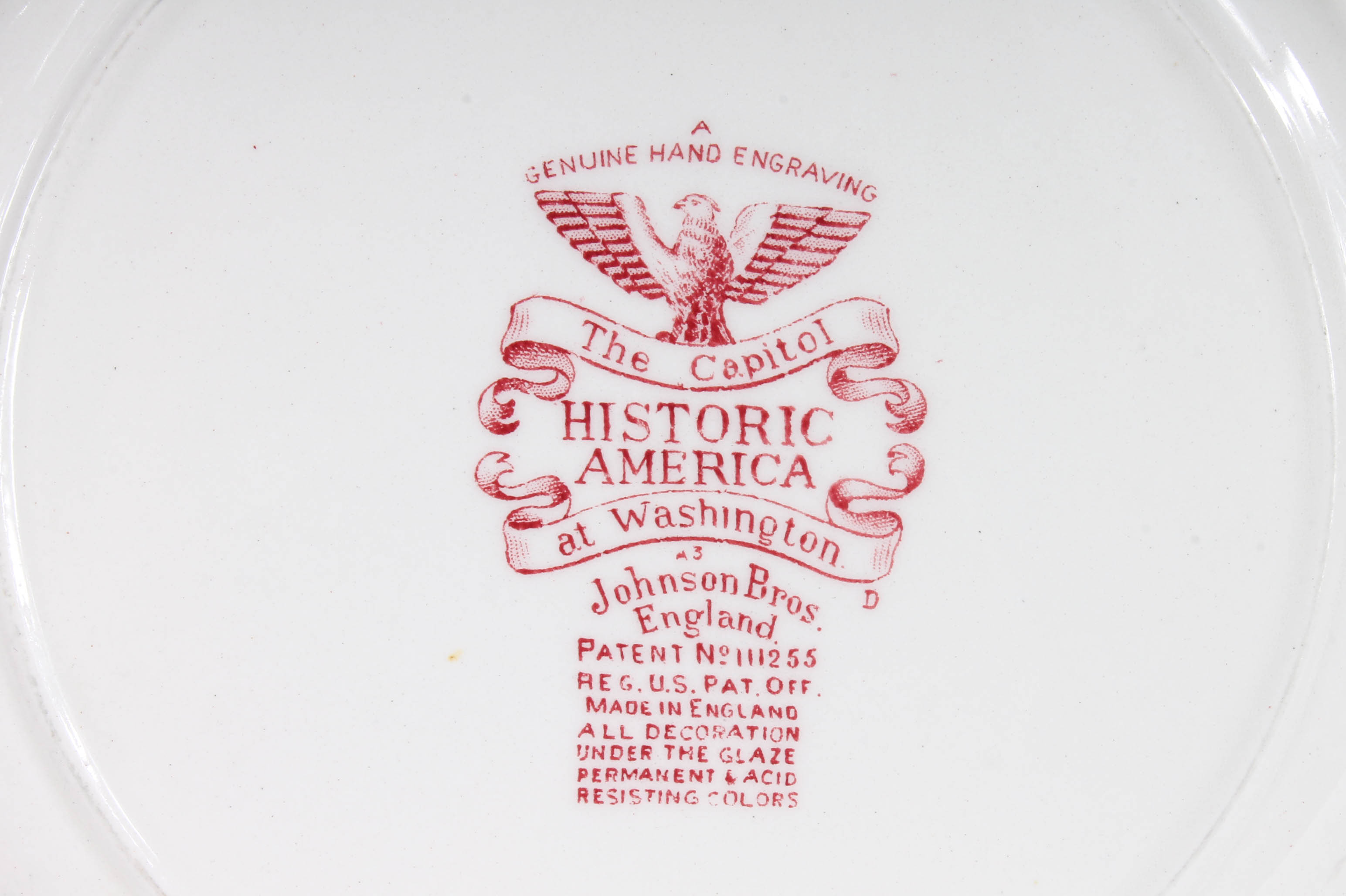 Johnson Bros "Historic America" Red Transferware Ironstone