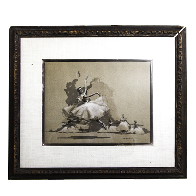 August Von Munchausen Watercolor and Ink on Paper