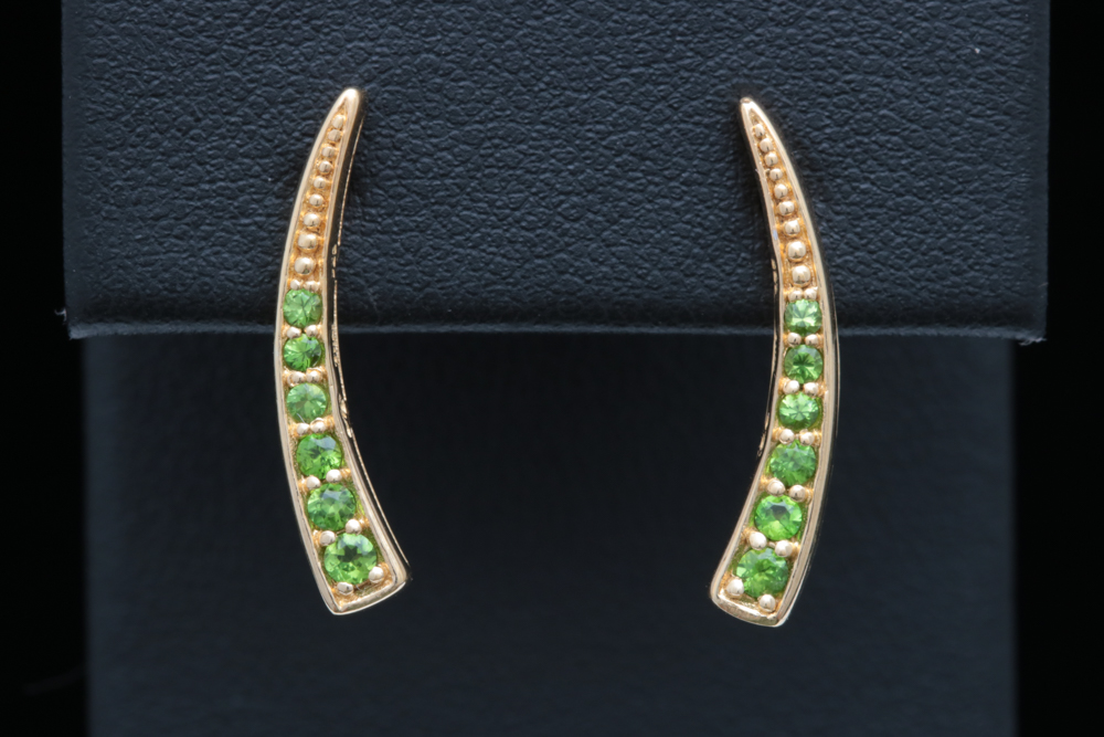 Robert Manse Gold Plated Sterling and Chrome Diopside Earrings
