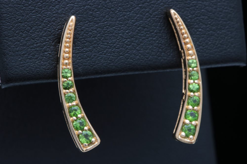 Robert Manse Gold Plated Sterling and Chrome Diopside Earrings