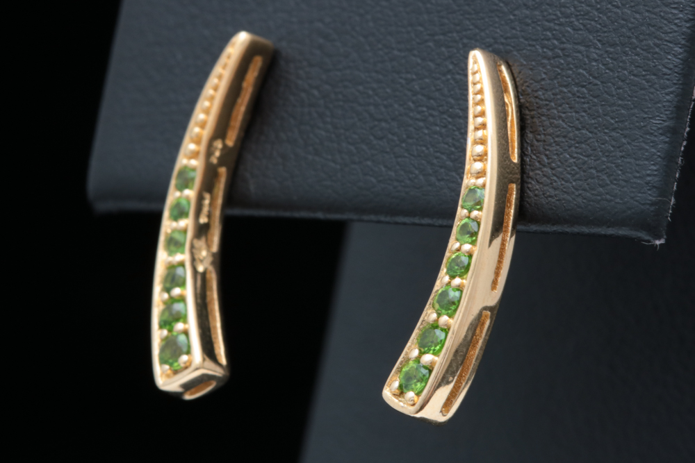 Robert Manse Gold Plated Sterling and Chrome Diopside Earrings