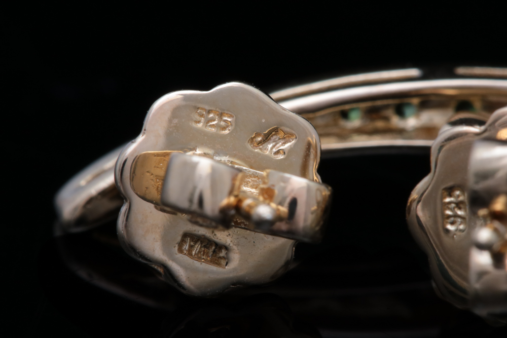 Robert Manse Gold Plated Sterling and Chrome Diopside Earrings