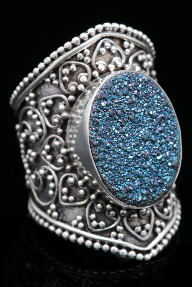 Sterling Silver and Druzy Quartz Ring