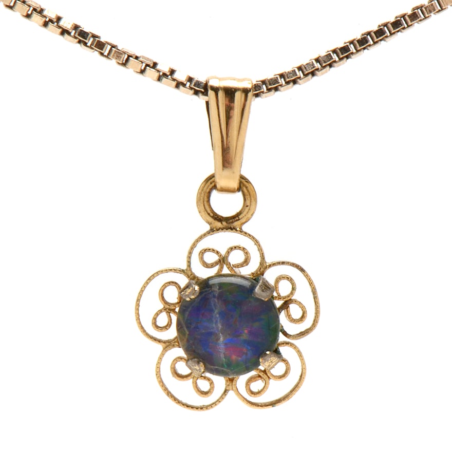 Sterling Silver Gold Filled Opal Triplet Pendant Necklace