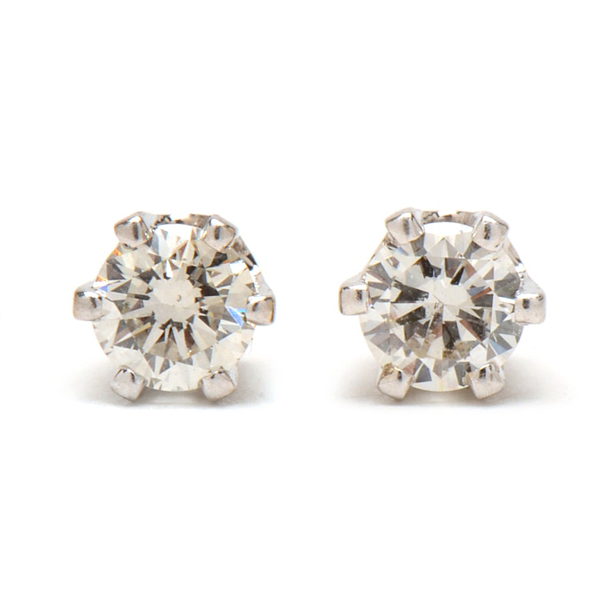 Pair of 14K White Gold Diamond Stud Earrings