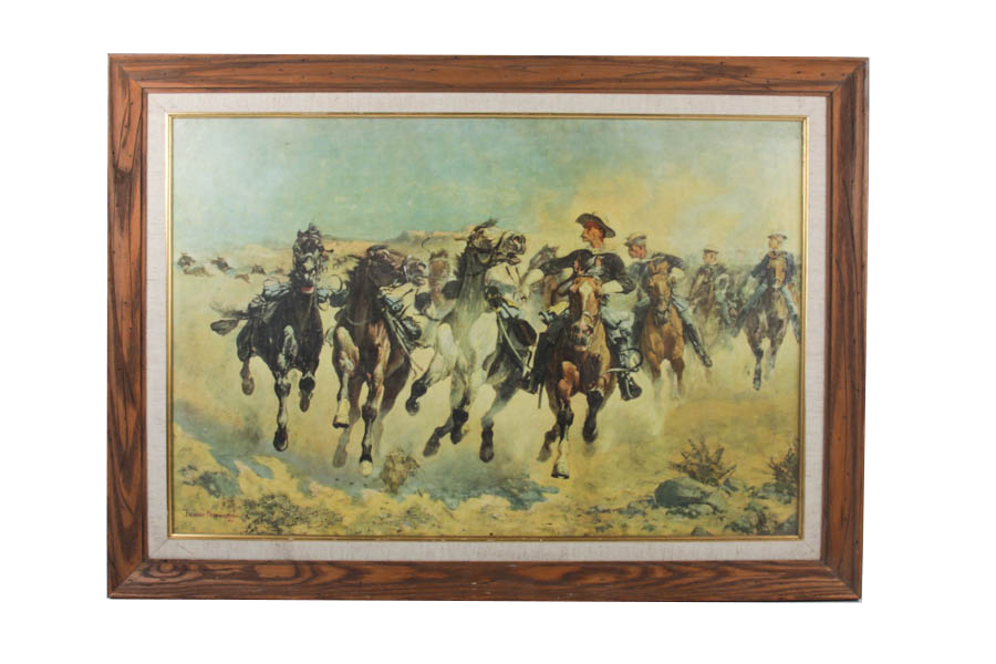 After Frederic Remington "Dismounted: The 4th Troopers Moving the Led Horses"