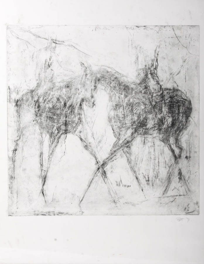 Signed Horse Etching