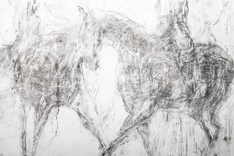 Signed Horse Etching