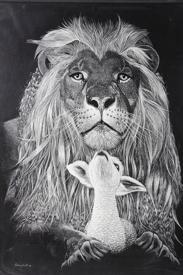 Lion and Lamb Reproduction Serigraph after a Drawing