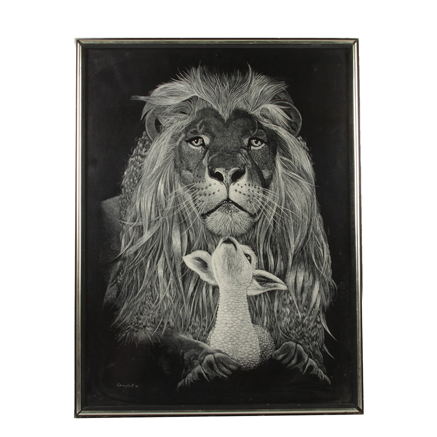 Lion and Lamb Reproduction Serigraph after a Drawing