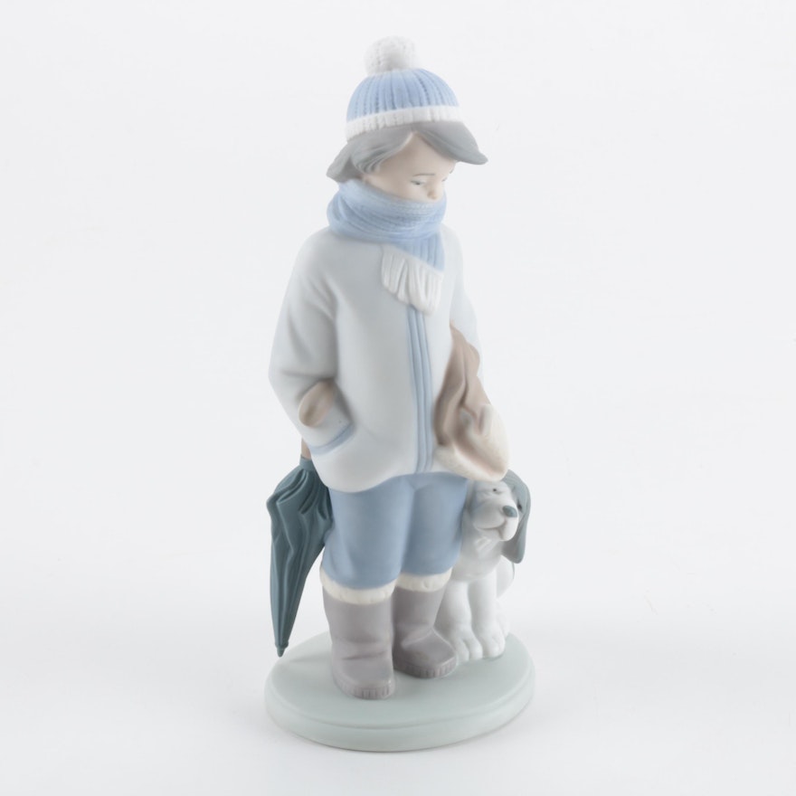 Lladró "Winter Boy with Dog" Porcelain Figurine