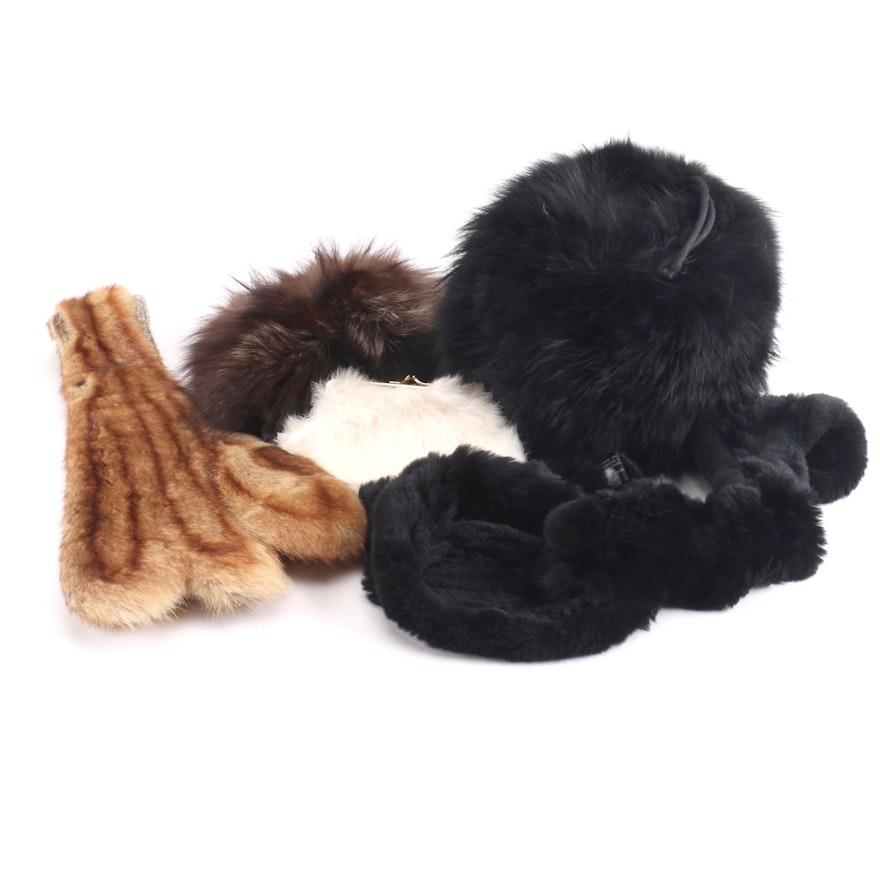 Fur Accessories Including Muff and Purse