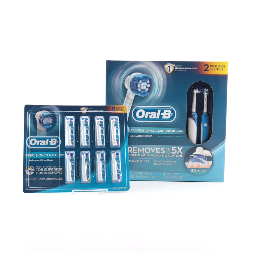 Oral-B Professional Care 2000 Electric Toothbrushes and Extra Brush Heads