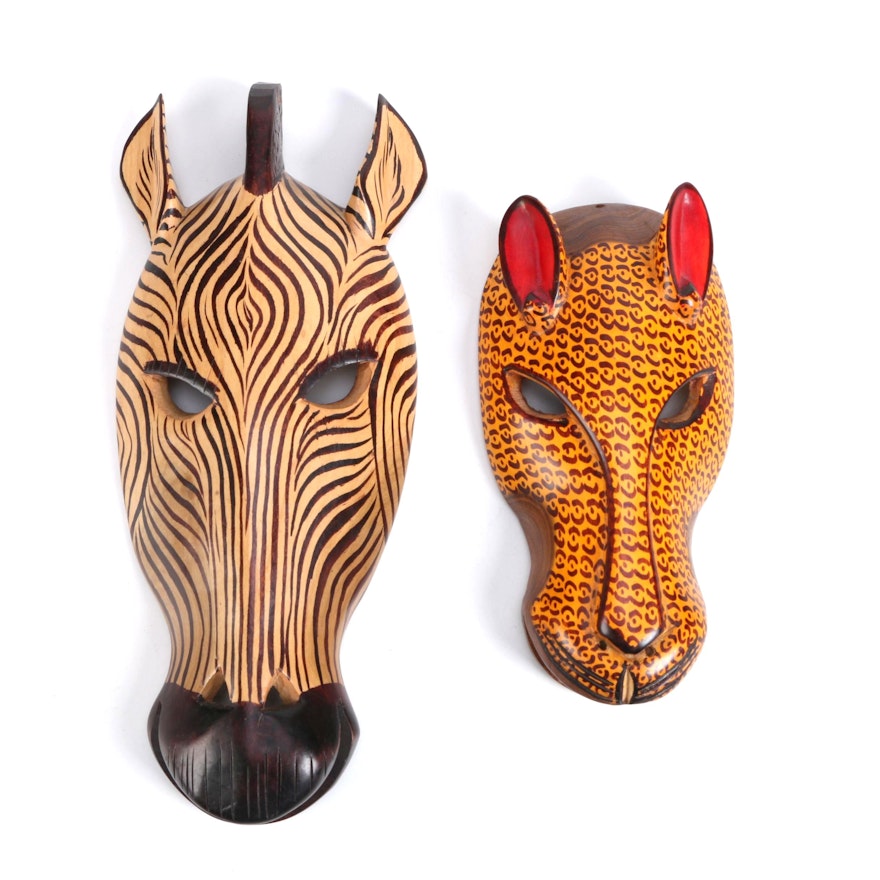 East African Style Wooden Animal Masks