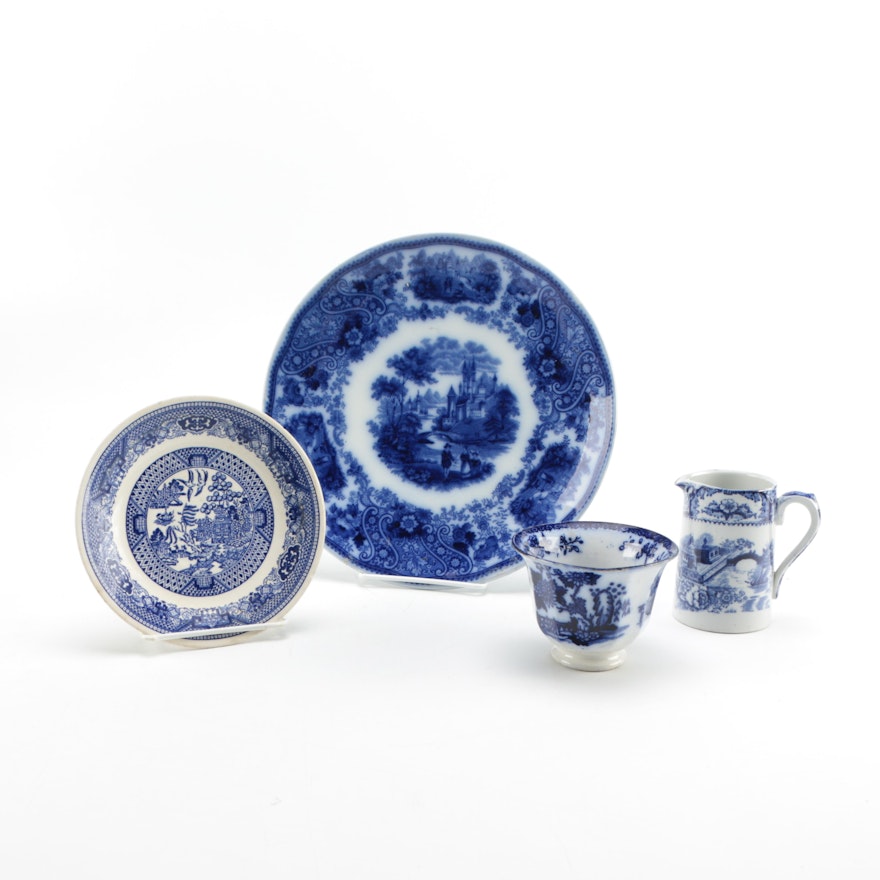 Blue and White Tableware Including Nonpareil Burgess & Leigh