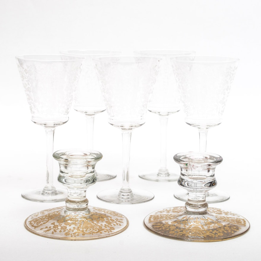 Venetian Glass Stemware and Candlesticks