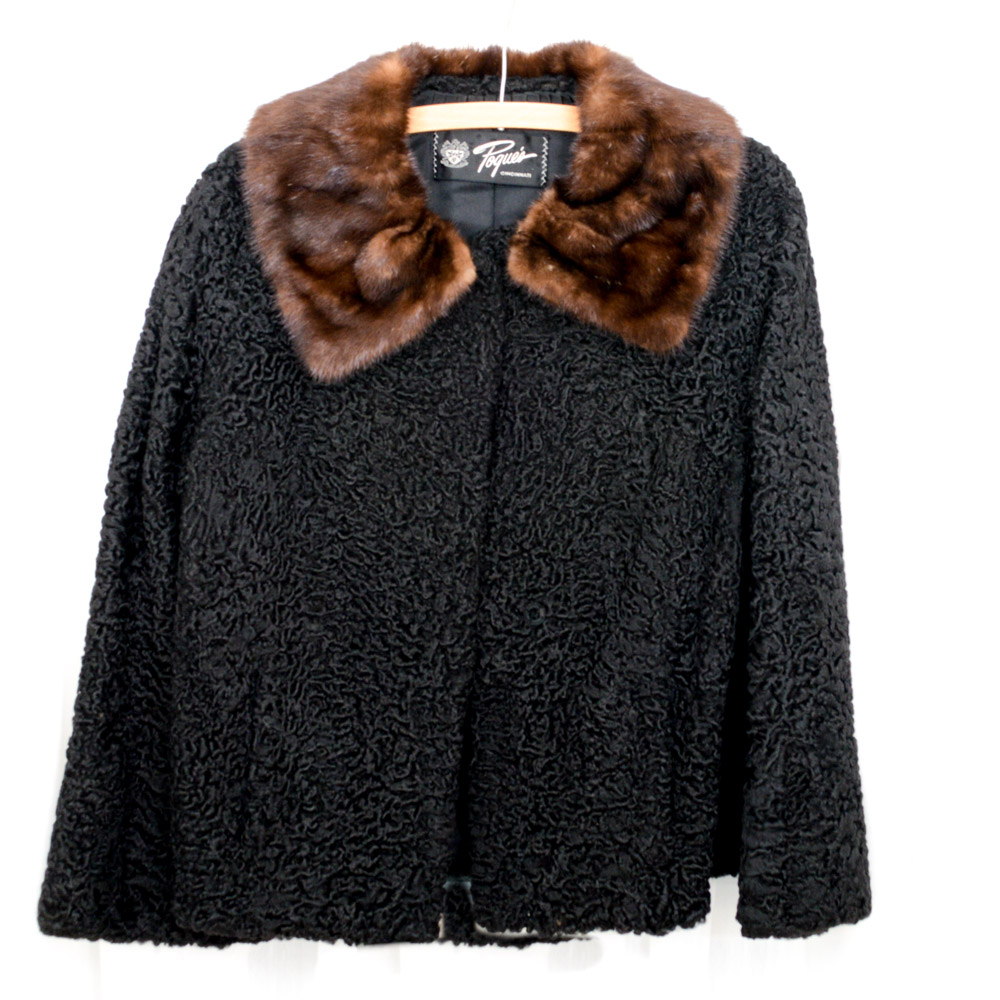 Pogue's Vintage Lambs Wool Sheared Jacket With Mink Collar