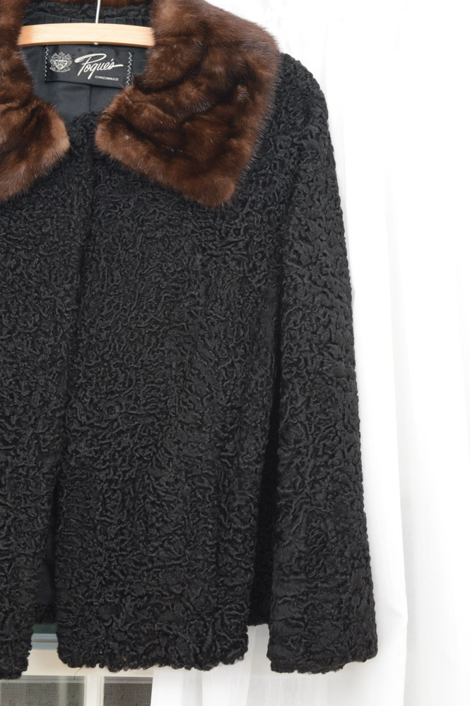 Pogue's Vintage Lambs Wool Sheared Jacket With Mink Collar