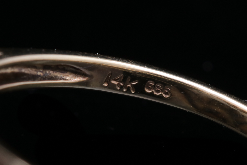 14K Yellow Gold, Cultured Pearl and Diamond Ring