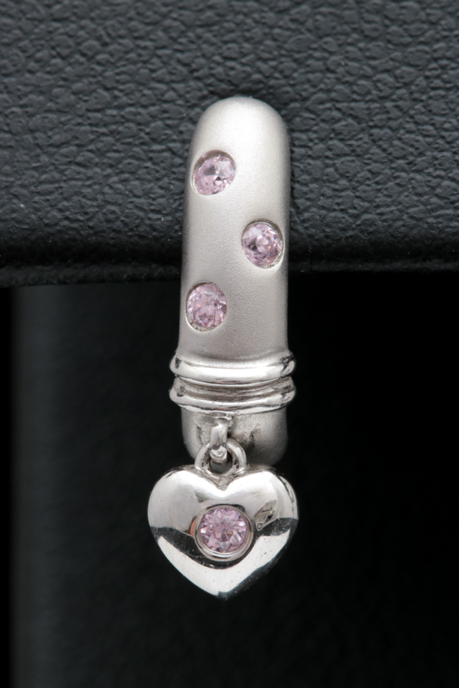 14K White Gold and Pink CZ Earrings