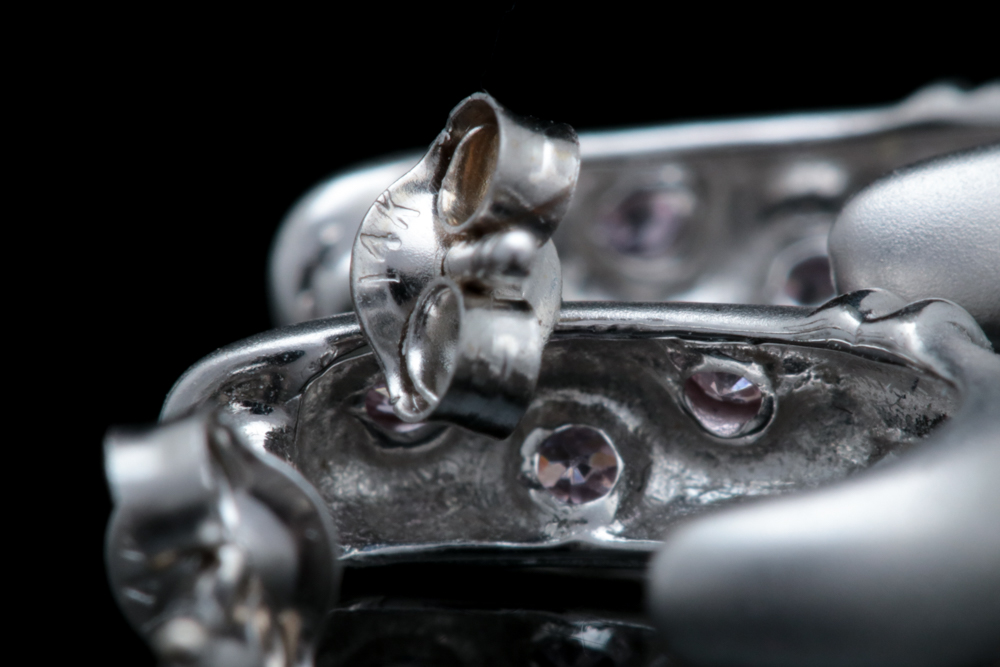 14K White Gold and Pink CZ Earrings