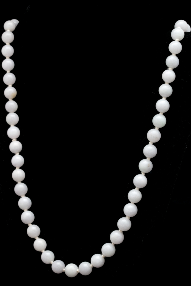 14K Yellow Gold and Gray Jade Bead Necklace