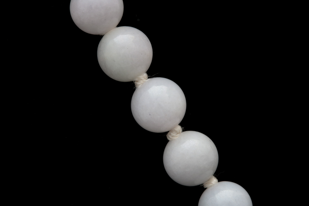 14K Yellow Gold and Gray Jade Bead Necklace