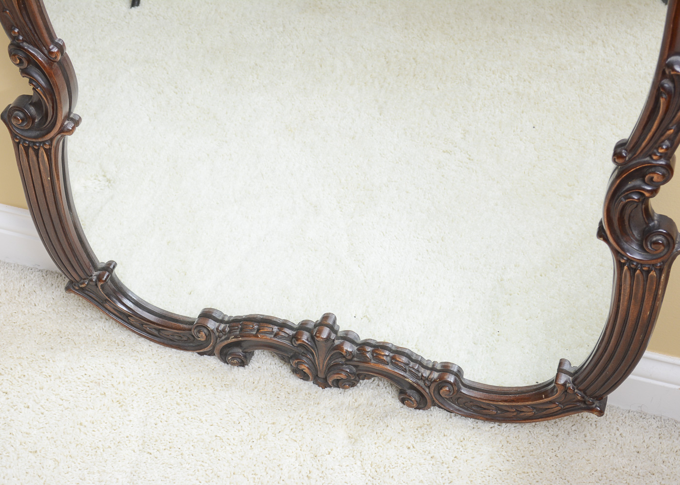 Wall Mirror With Carved Wooden Frame