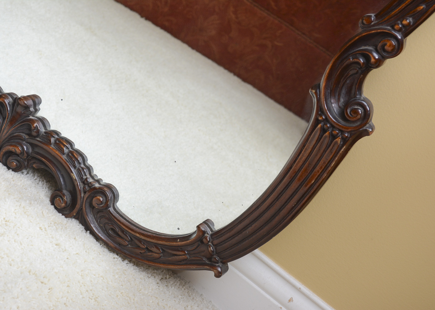 Wall Mirror With Carved Wooden Frame