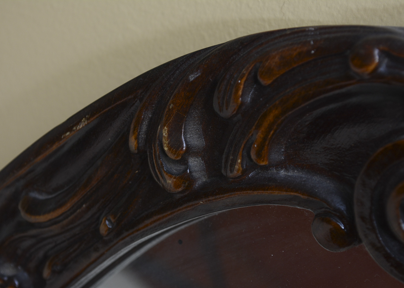Wall Mirror With Carved Wooden Frame