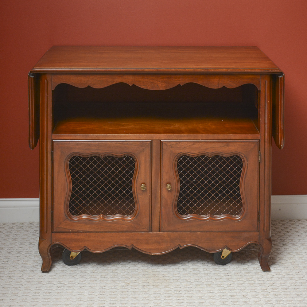 French Provincial Style Drop Leaf Bar Cart
