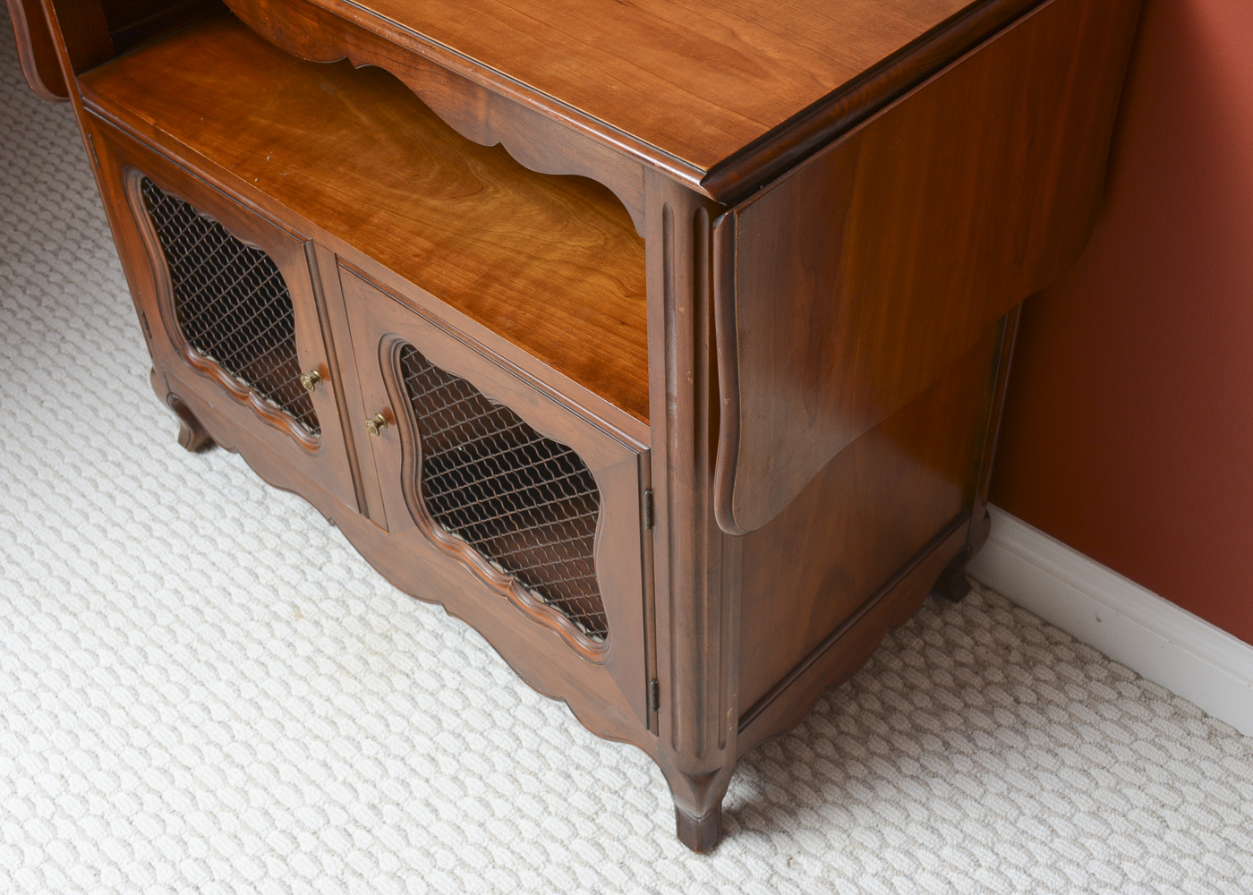 French Provincial Style Drop Leaf Bar Cart