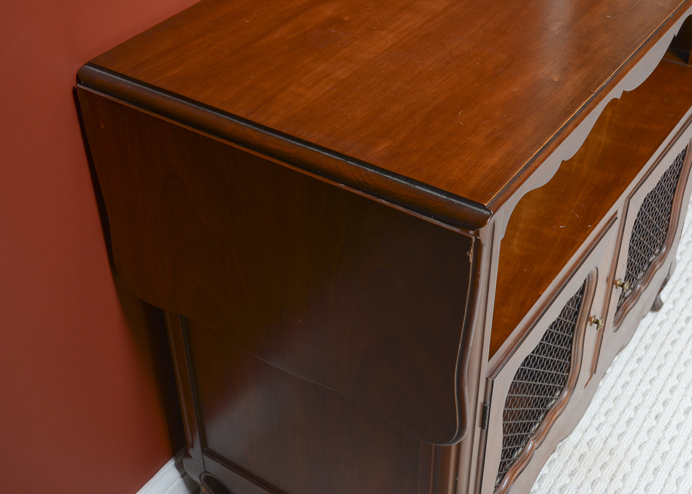 French Provincial Style Drop Leaf Bar Cart