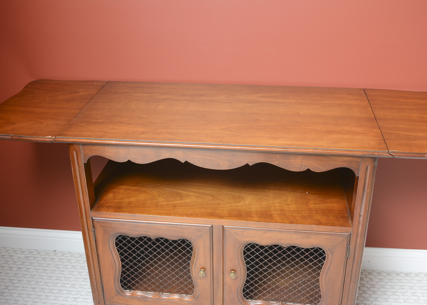 French Provincial Style Drop Leaf Bar Cart