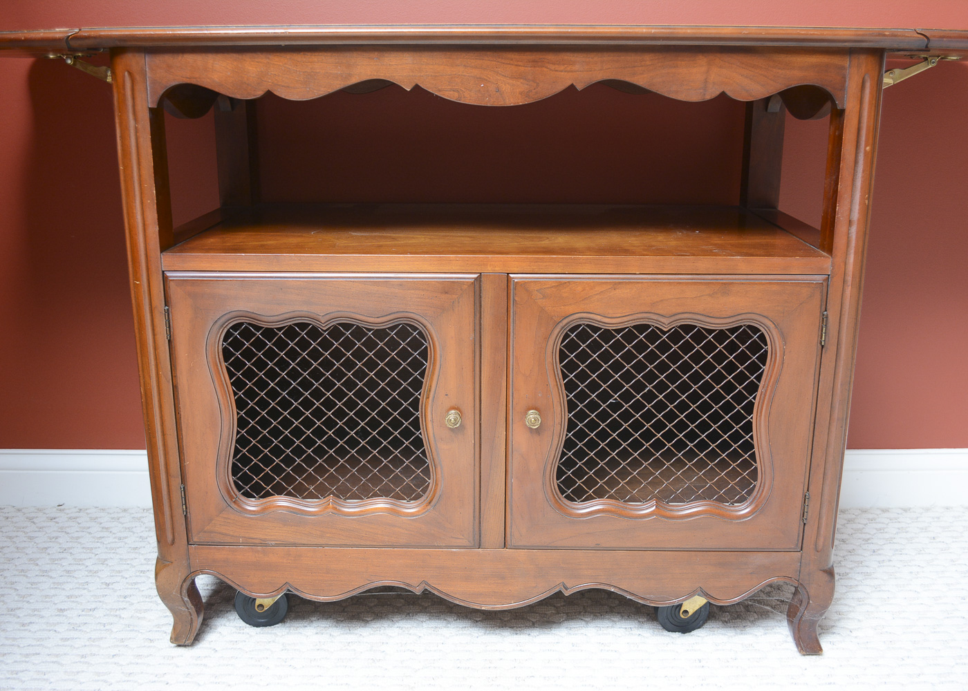 French Provincial Style Drop Leaf Bar Cart