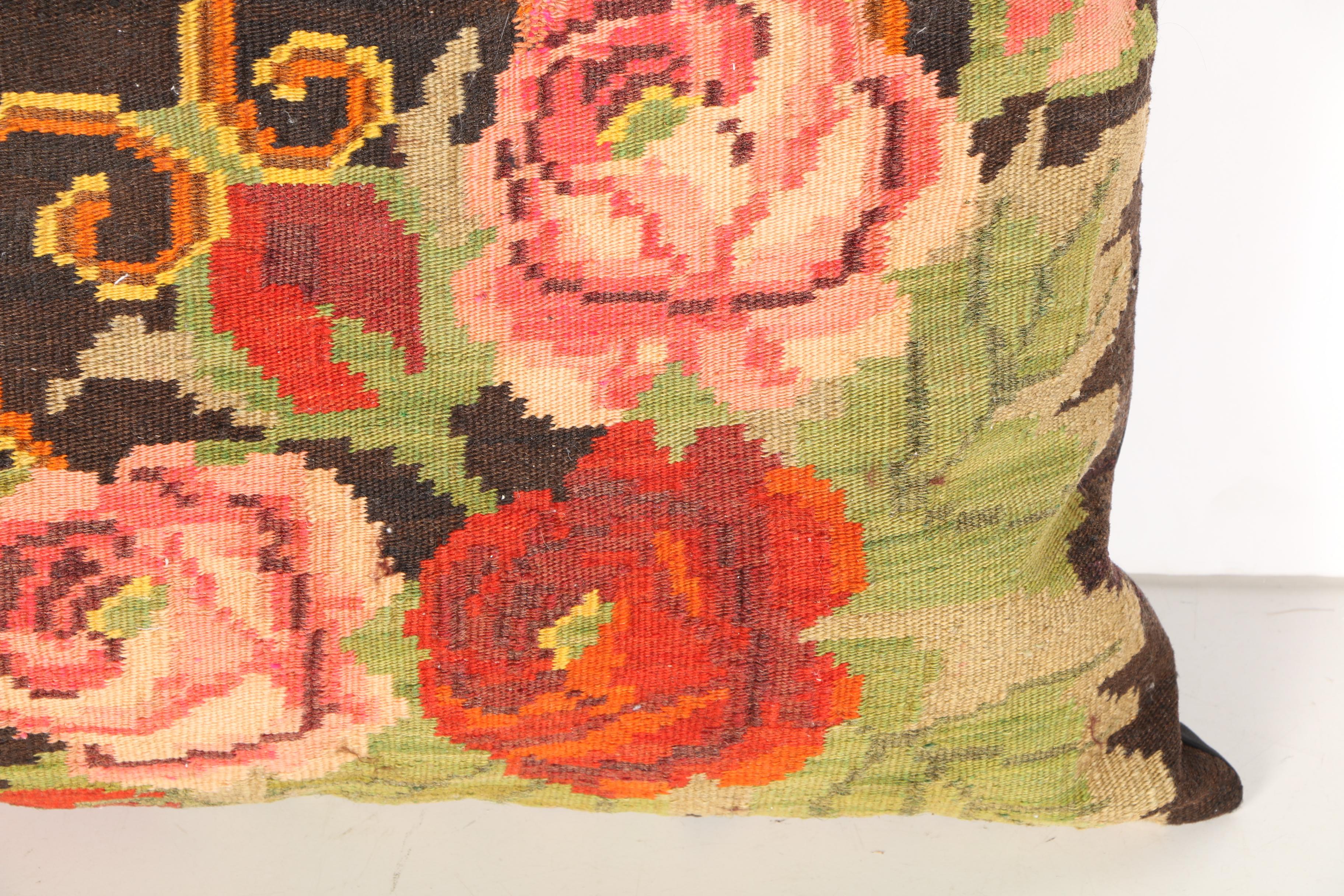 Handwoven Turkish Floral Needlepoint Throw Pillow