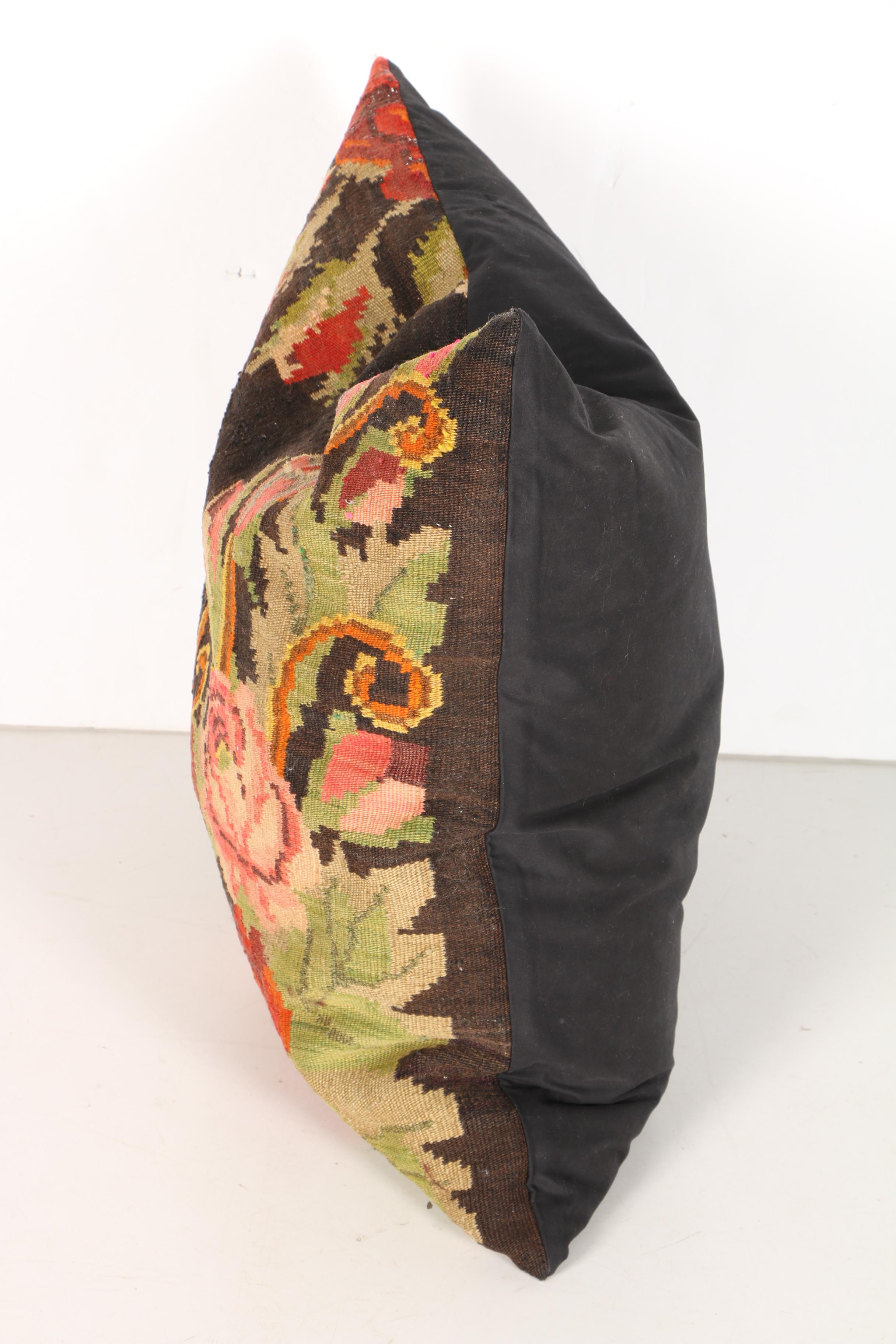 Handwoven Turkish Floral Needlepoint Throw Pillow