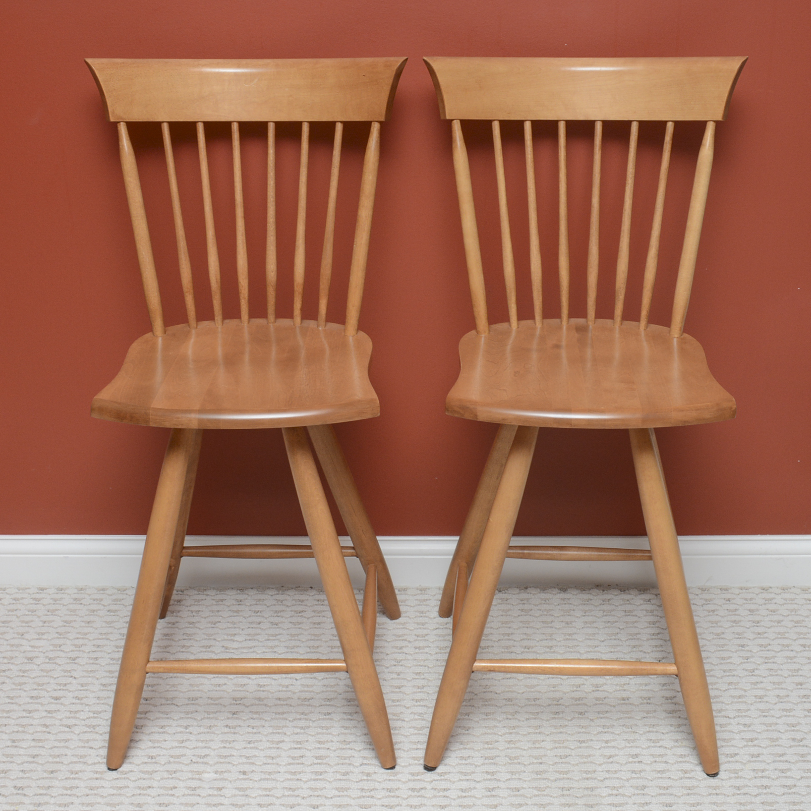 Pair of Windsor Style Swivel Bar Stools