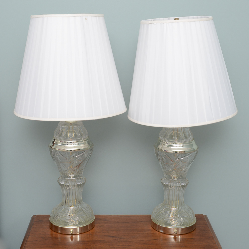 Upper and Lower Light Glass Table Lamps