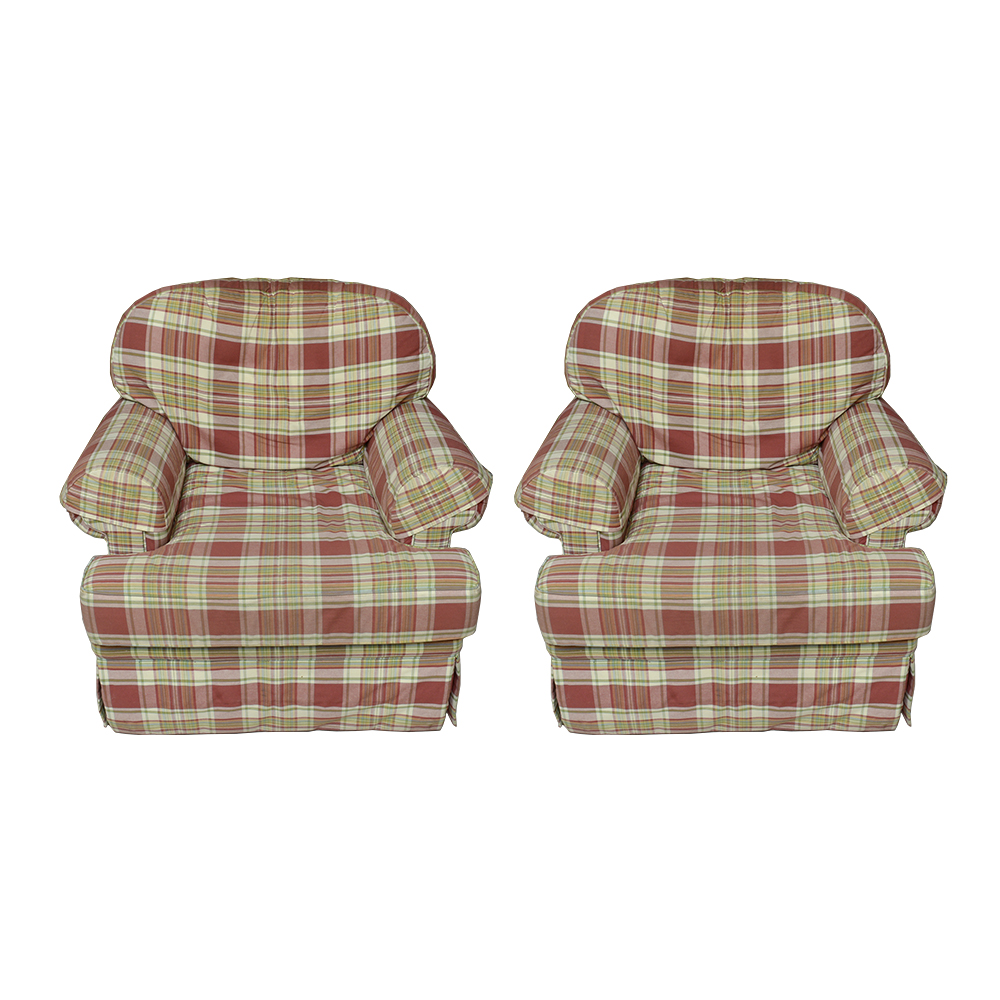 Pair of Plaid Swivel Rocker Armchairs by Smith Brothers of Berne
