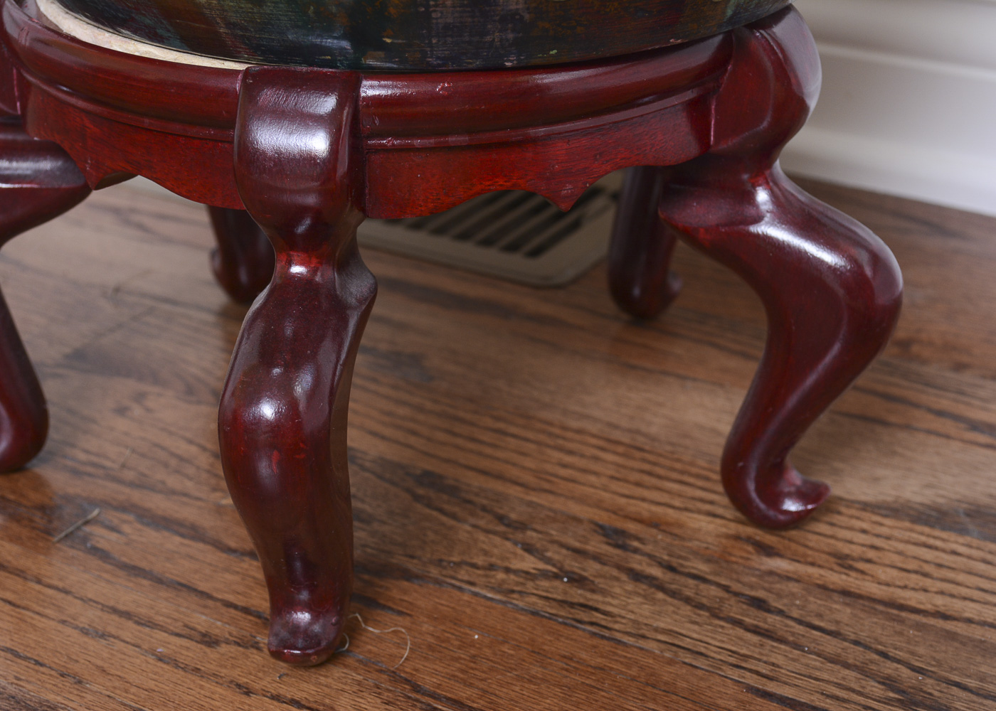 Chinese-Style Jardiniere on Stand With Artificial Tree