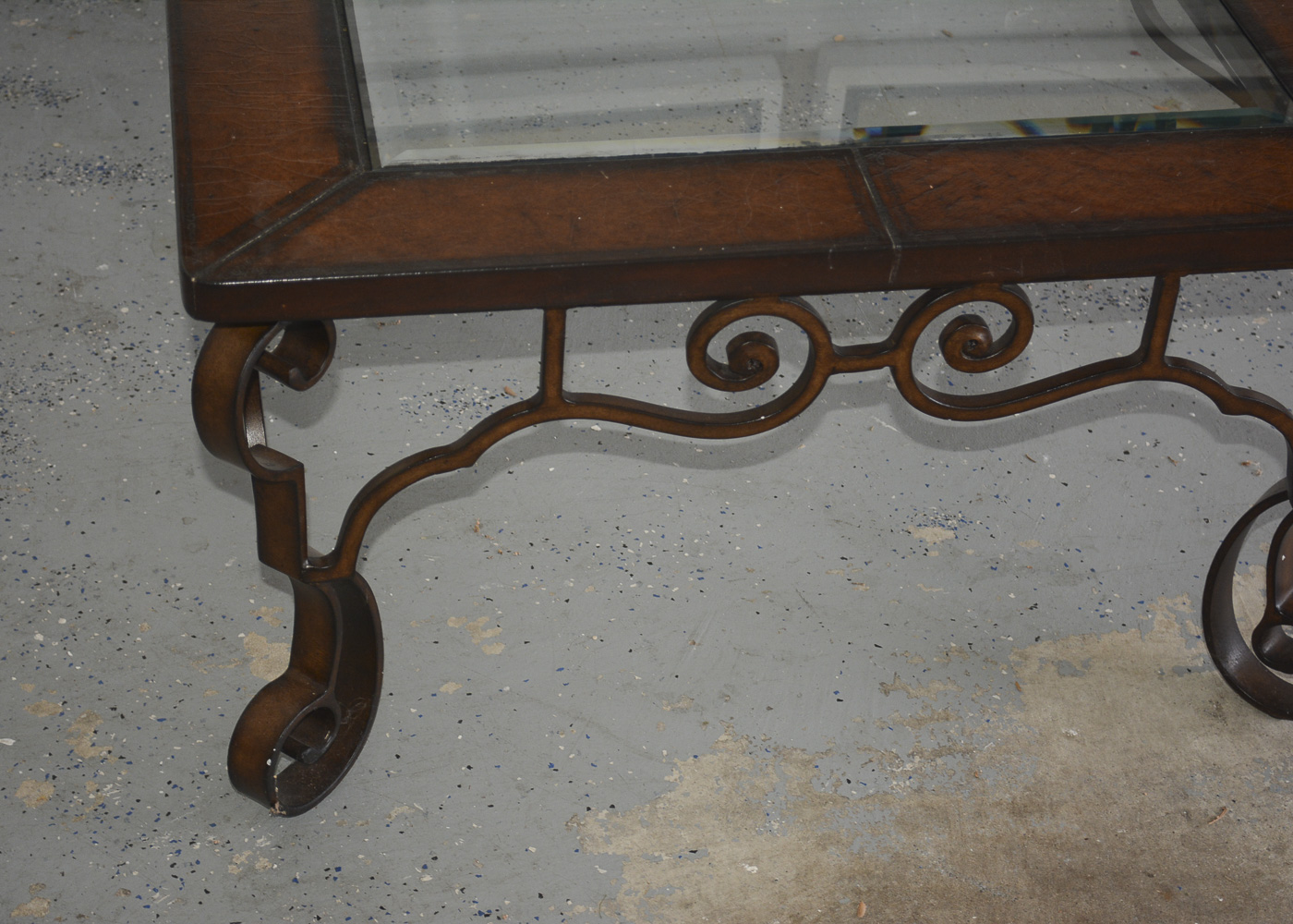 Leather and Glass Top Coffee Table