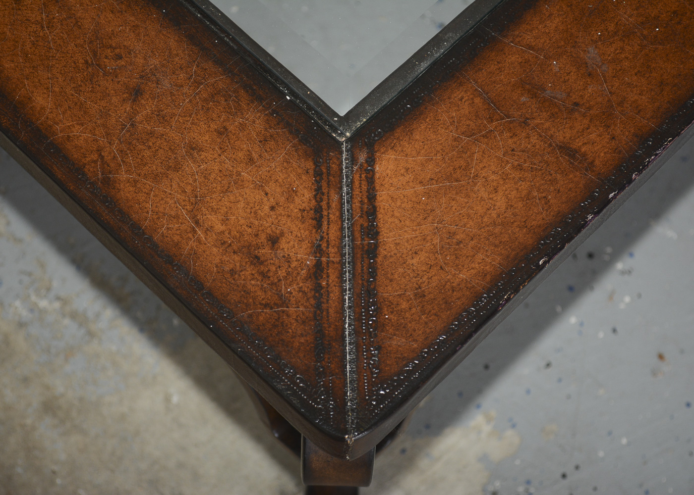 Leather and Glass Top Coffee Table