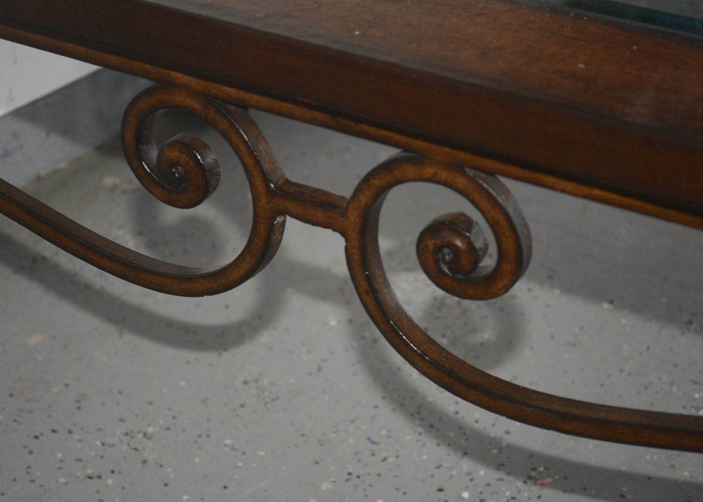 Leather and Glass Top Coffee Table